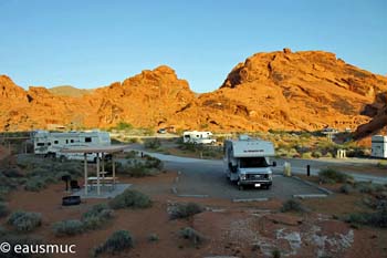 Blick von oben über den Campground, Sunset